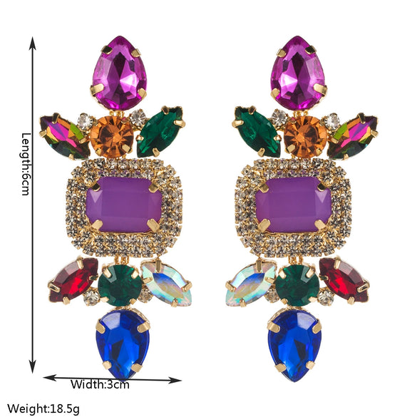 Women's Retro Ins Style Alloy Rhombus Diamond Earrings