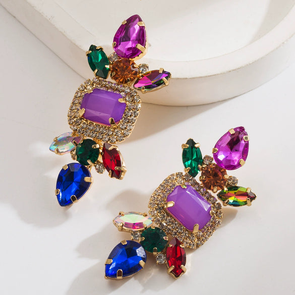 Women's Retro Ins Style Alloy Rhombus Diamond Earrings