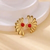 Women's Retro Ins Style Flower Geometric Natural Stone Stainless Steel 18K Electroplated Earrings