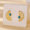 Women's Retro Ins Style Flower Geometric Natural Stone Stainless Steel 18K Electroplated Earrings
