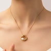 Women's Retro Irregular Titanium Steel Pearl Clavicle Chain With U Shape And Geometric Pattern Electroplated