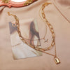 Women's Retro Layered Alloy Box Chain Necklace With Geometric Rhinestone Star Lock Pendant