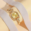 Women's Retro Leisure Alloy Case Stainless Steel Band Round Dial Quartz Watch With Roman Scale And Aurora Hollow Design