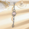 Women's Retro Leisure Alloy Case Stainless Steel Band Round Dial Quartz Watch With Roman Scale And Aurora Hollow Design