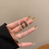 Women's Retro Light Luxury Elegant Alloy Velvet Pearl Geometric Electroplated Earrings