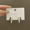 Women's Retro Light Luxury Elegant Alloy Velvet Pearl Geometric Electroplated Earrings