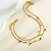 Women's Retro Light Luxury Geometric Stainless Steel Bracelet With Zircon Inlay And 18K Gold Vacuum Plating