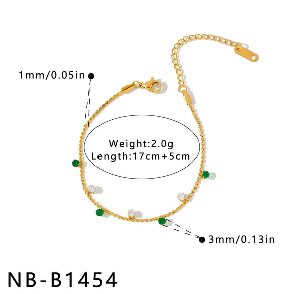 Women's Retro Light Luxury Geometric Stainless Steel Bracelet With Zircon Inlay And 18K Gold Vacuum Plating