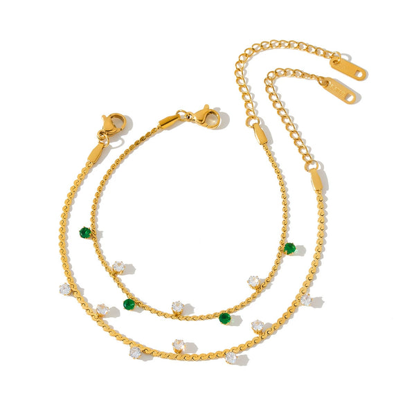 Women's Retro Light Luxury Geometric Stainless Steel Bracelet With Zircon Inlay And 18K Gold Vacuum Plating