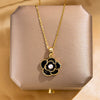 Women's Retro Light Luxury Jewelry Camellia Pendant Necklace Copper Titanium Steel Flower Design