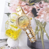 Women's Retro Light Luxury Niche Alloy Round Dial Quartz Watch With Gradient Glitter And Diamond Design