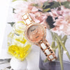 Women's Retro Light Luxury Niche Alloy Round Dial Quartz Watch With Gradient Glitter And Diamond Design