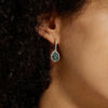Women's Retro Light Luxury Pearshaped Geometric Green Moss Agate S925 Silver Earrings With Diamond Design
