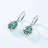 Women's Retro Light Luxury Pearshaped Geometric Green Moss Agate S925 Silver Earrings With Diamond Design