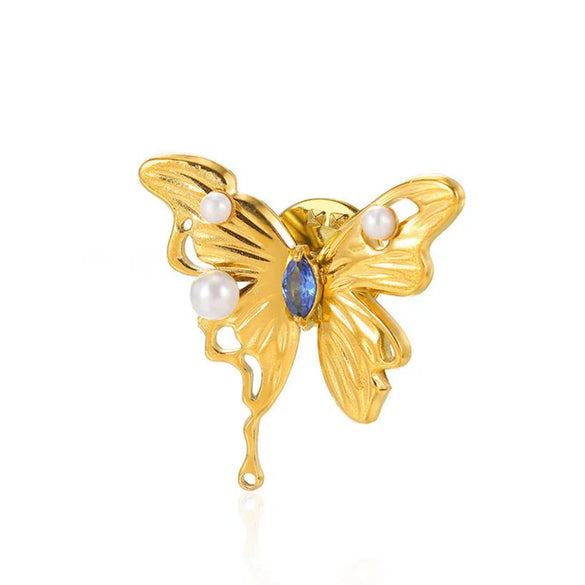 Women's Retro Light Luxury Stainless Steel Bow Pattern Threedimensional Insect Brooch With Electroplating