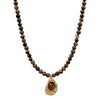 Women's Retro Light Luxury Titanium Steel Tiger Eye Necklace With Geometric Pattern And Electroplating Treatment And Pearl Chain