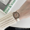 Women's Retro Literary Round Alloy Case Ordinary Glass Mirror Quartz Watch