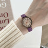 Women's Retro Literary Round Alloy Case Ordinary Glass Mirror Quartz Watch