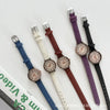 Women's Retro Literary Round Alloy Case Ordinary Glass Mirror Quartz Watch