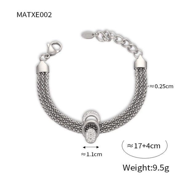 Women's Retro Long Tassel U Shaped Diamond Pendant Necklace In Light Luxury Style Titanium Steel Electroplated Jewelry