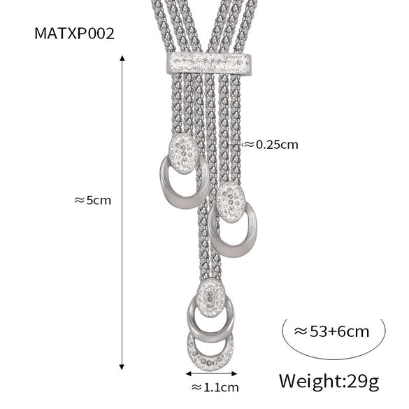 Women's Retro Long Tassel U Shaped Diamond Pendant Necklace In Light Luxury Style Titanium Steel Electroplated Jewelry