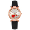 Women's Retro Love Casual Watch Alloy Case Pu Strap Stainless Steel Buckle Round Dial Onion Crown Mineral Reinforced Glass Mirror
