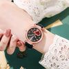 Women's Retro Love Casual Watch Alloy Case Pu Strap Stainless Steel Buckle Round Dial Onion Crown Mineral Reinforced Glass Mirror