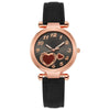Women's Retro Love Casual Watch Alloy Case Pu Strap Stainless Steel Buckle Round Dial Onion Crown Mineral Reinforced Glass Mirror