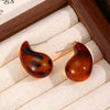 Women's Retro Maillard Geometric Plastic Resin Cshaped Electroplated Earrings