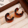 Women's Retro Maillard Geometric Plastic Resin Cshaped Electroplated Earrings