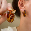 Women's Retro Maillard Geometric Plastic Resin Cshaped Electroplated Earrings
