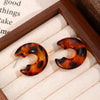 Women's Retro Maillard Geometric Plastic Resin Cshaped Electroplated Earrings