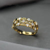 Women's Retro Metal Copper Ring With Gypsophila Leaf Pattern And Inlaid Zircon