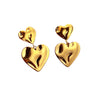 Women's Retro Minimalist Stainless Steel Double Heart Geometric Earrings With Electroplating
