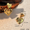 Women's Retro Minimalist Stainless Steel Double Heart Geometric Earrings With Electroplating