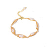 Women's Retro Natural Pearl And Titanium Steel Geometric Electroplating Winding Bracelet Jewelry