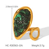 Women's Retro Natural Stone Geometric Stainless Steel Open Ring Set With Gemstones