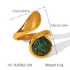 Women's Retro Natural Stone Geometric Stainless Steel Open Ring Set With Gemstones