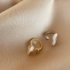 Women's Retro Natural Style Open Ring Metal Freshwater Pearl Geometric Electroplated