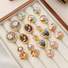Women's Retro Niche Design Freshwater Pearl Copper Earrings With Heart Shape Flower Leaf Geometric Patterns Electroplated