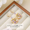 Women's Retro Niche Design Freshwater Pearl Copper Earrings With Heart Shape Flower Leaf Geometric Patterns Electroplated