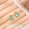 Women's Retro Niche Design Freshwater Pearl Copper Earrings With Heart Shape Flower Leaf Geometric Patterns Electroplated