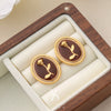 Women's Retro Niche Design Freshwater Pearl Copper Earrings With Heart Shape Flower Leaf Geometric Patterns Electroplated