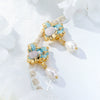 Women's Retro Niche Design Freshwater Pearl Copper Earrings With Heart Shape Flower Leaf Geometric Patterns Electroplated