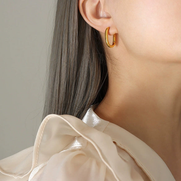 Women's Retro Niche Geometric 316L Stainless Steel 18K Gold Plated Ushape Earrings