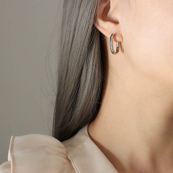 Women's Retro Niche Geometric 316L Stainless Steel 18K Gold Plated Ushape Earrings