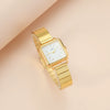 Women's Retro Niche Square Alloy Case Stainless Steel Clasp Imitation Leather Strap Watch And Bracelet Suit