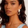Women's Retro Oval Geometric Copper Earrings With Real Gold Plating Elegant Minimalist Statement Jewelry
