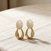 Women's Retro Oval Geometric Copper Earrings With Real Gold Plating Elegant Minimalist Statement Jewelry