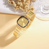 Women's Retro Pearl Bracelet Watch Set With Alloy Case And Square Dial